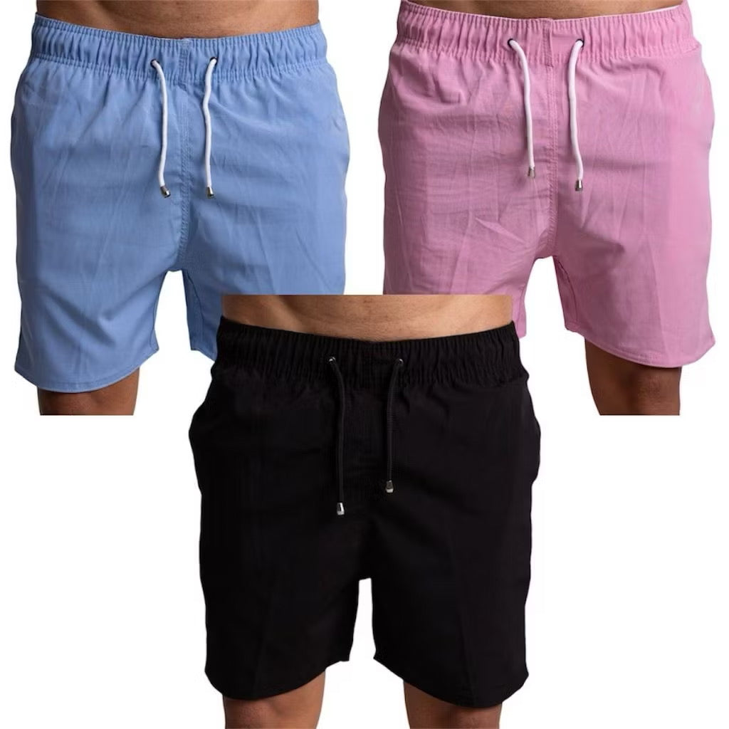 3 short tactel adulto masculino - monte seu kit / bermuda academia, verão, treino