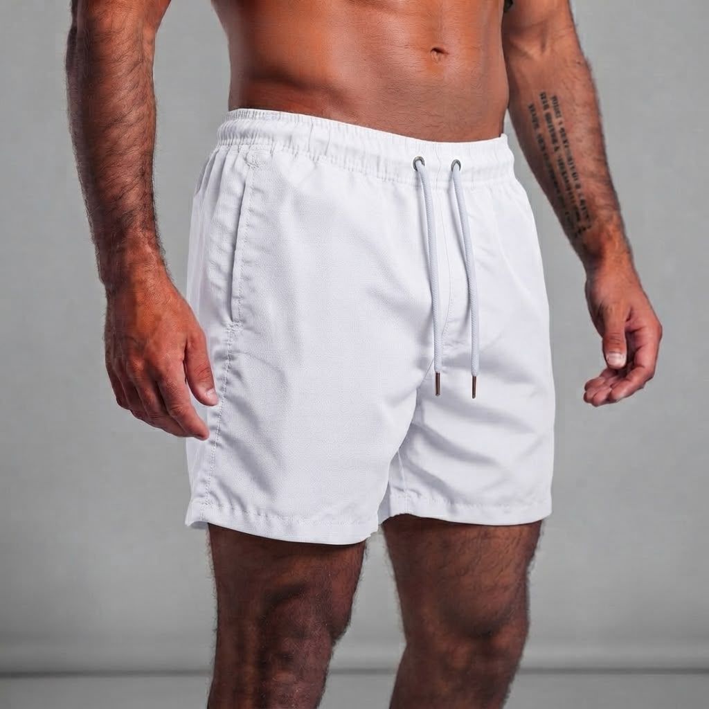 Short tactel masculino branco Overbeach, vista frontal