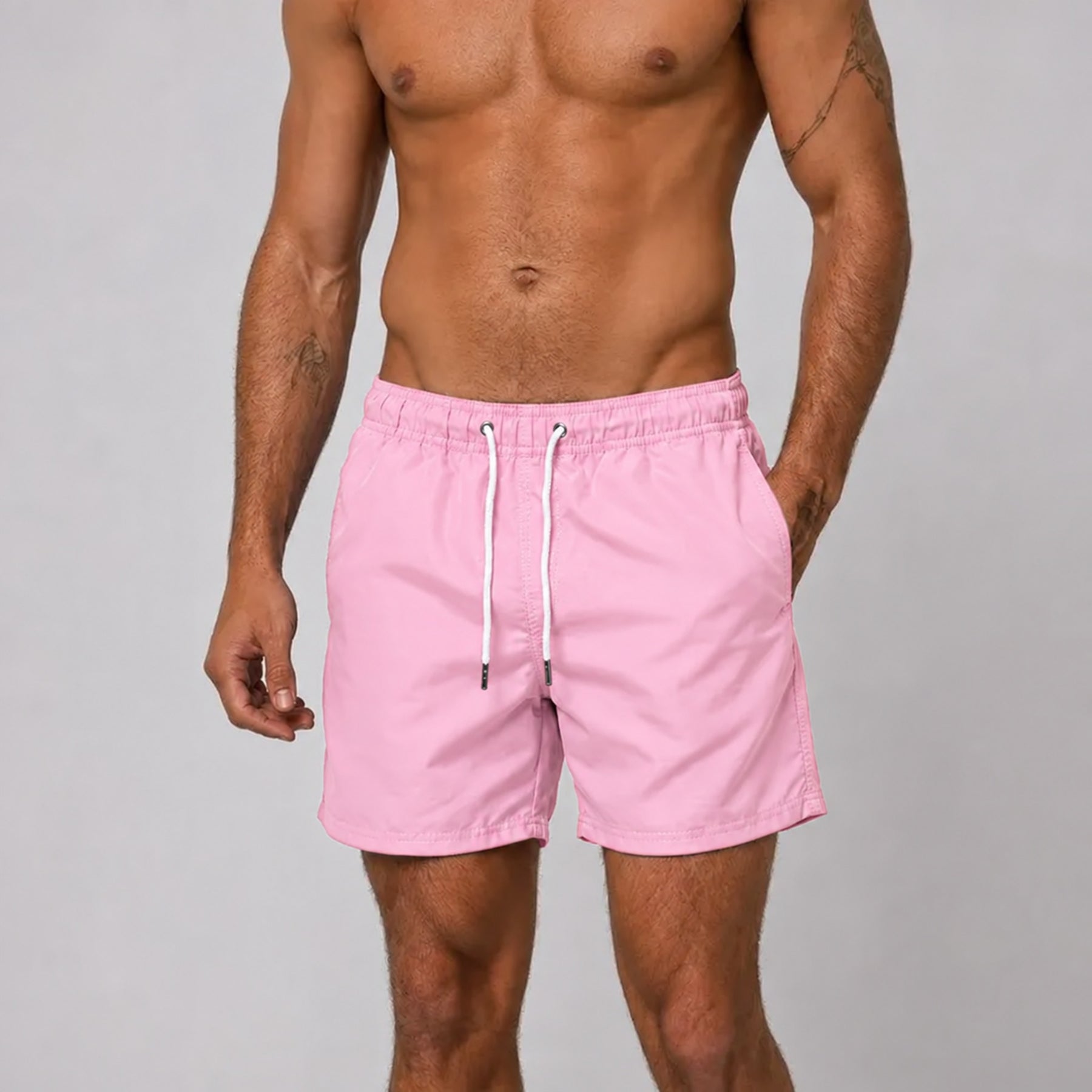 Kit 5 shorts tactel Overbeach - cor rosa bebê